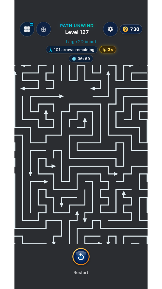 Explore a large scrolling 2D puzzle