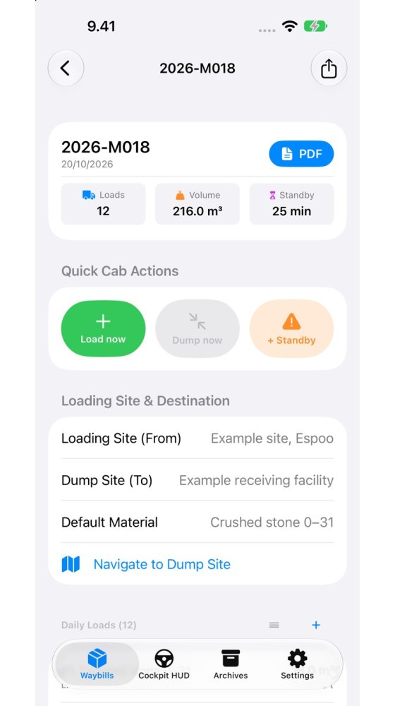 iPhone — Earthmoving log editor