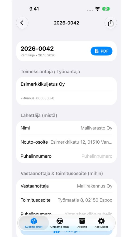 iPhone — Rahtikirjan muokkaus