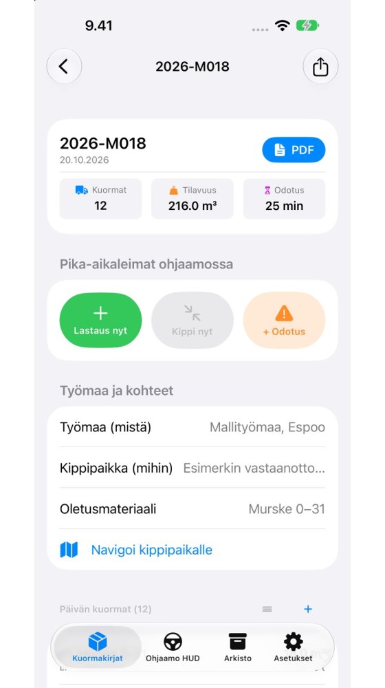 iPhone — Maanajopäiväkirjan muokkaus