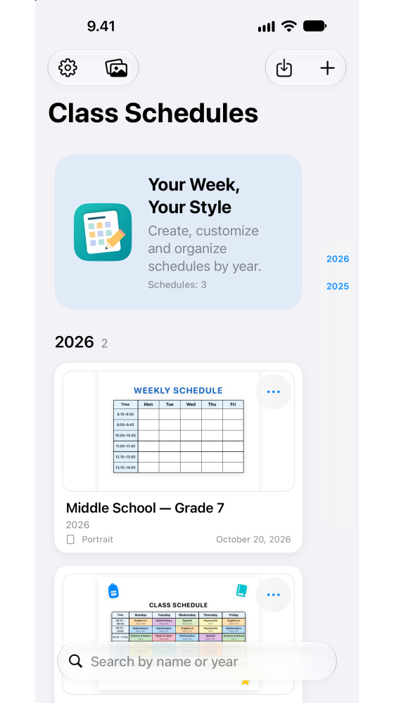Schedule library & school years