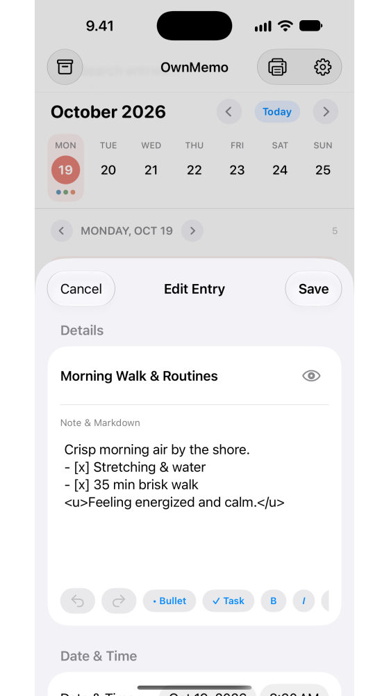 Rich markdown editor & sub-items