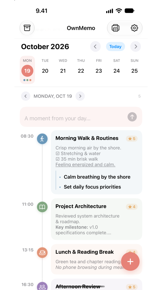 Visual connected timeline
