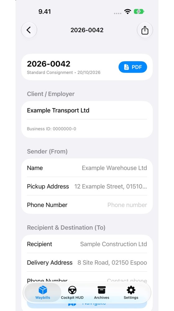 iPhone — Waybill editor