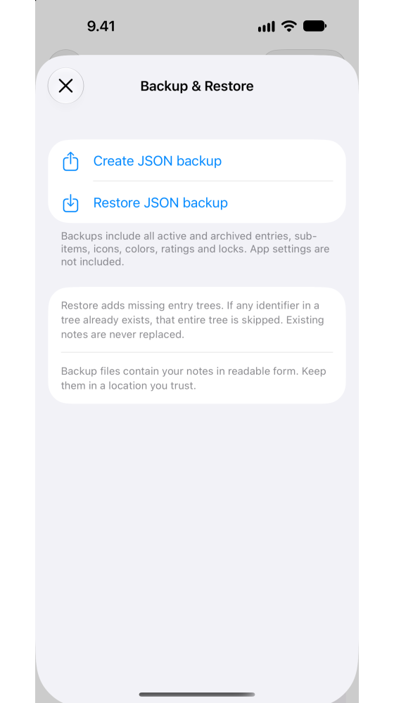 Local backups & instant restore