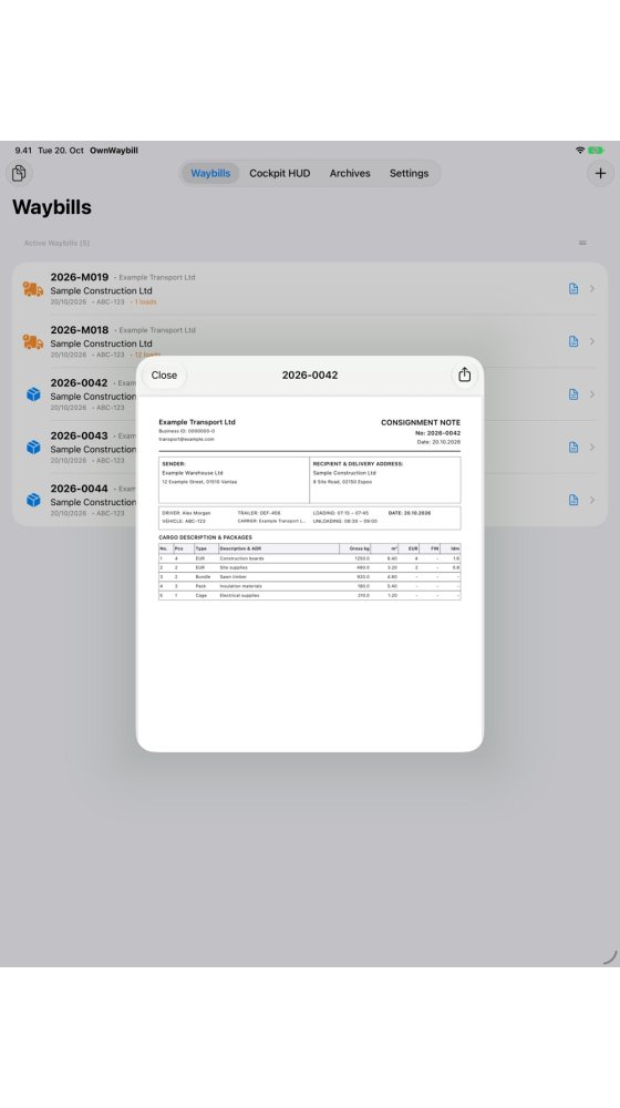 iPad — Waybill PDF