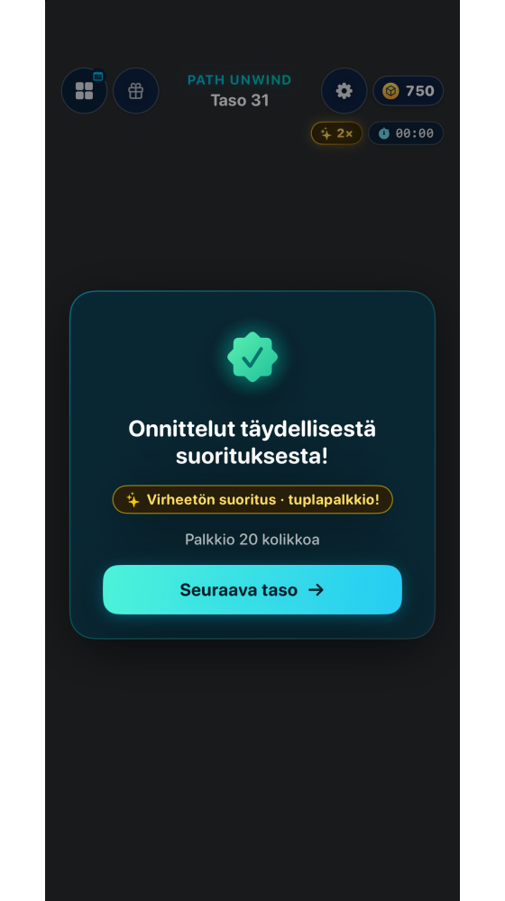 Virheetön suoritus tuo kaksinkertaisen palkinnon