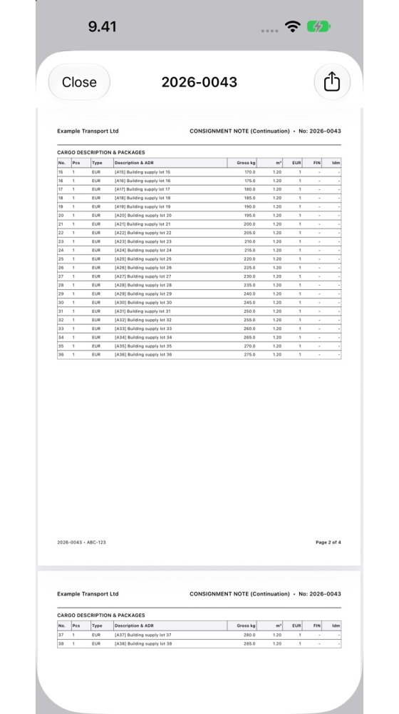 iPhone — Cargo continuation page