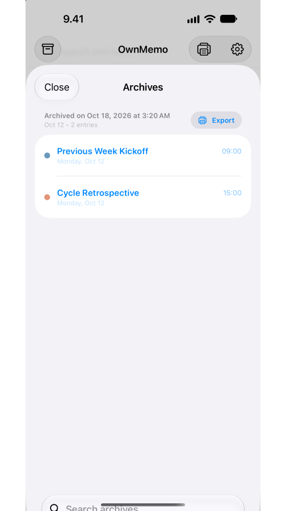 One-tap archiving & read-only lock