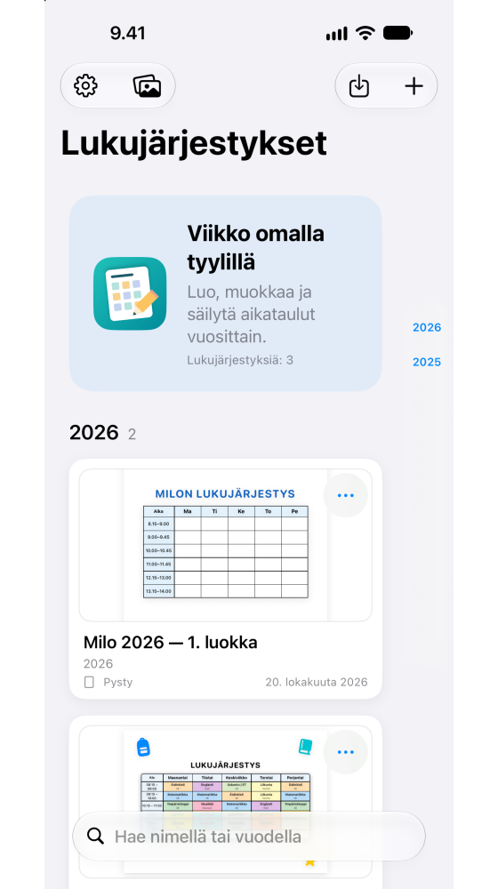 Lukujärjestyskirjasto ja lukuvuodet