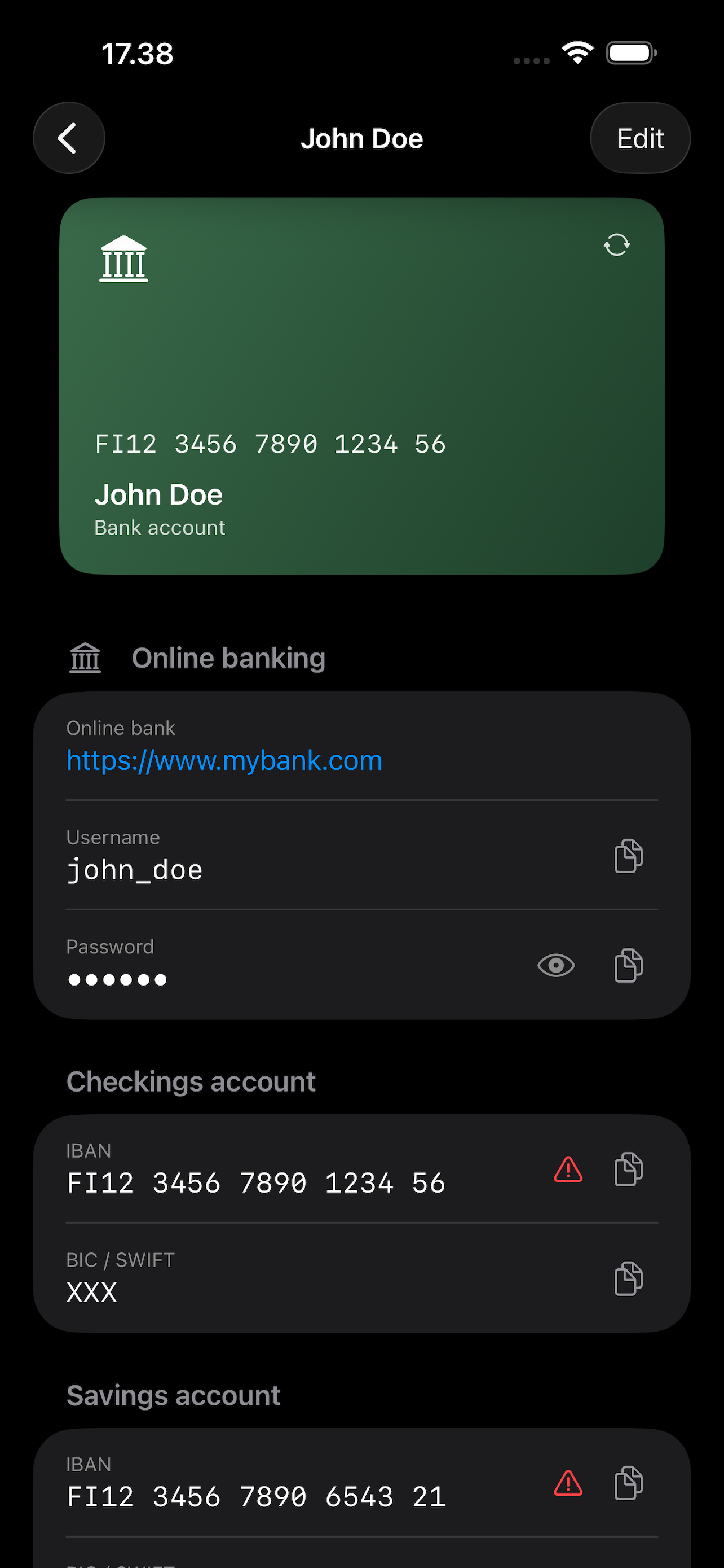 Bank account